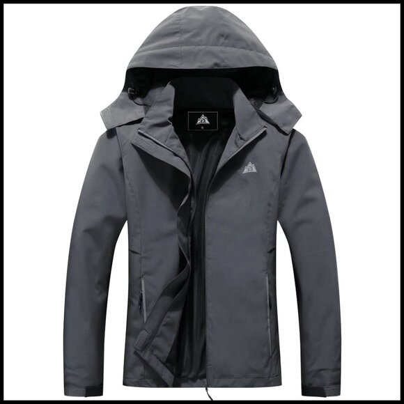 Waterproof Rain Jacket Lightweight Hooded Windbreaker Hiking Outdoor